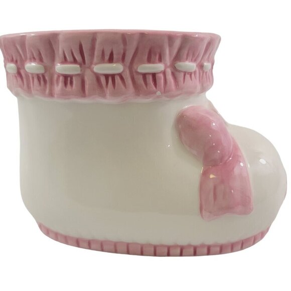 Burton and Burton Baby Girl Bootie Plant Pot Ceramic Planter Baby Shower Décor - Picture 2 of 16